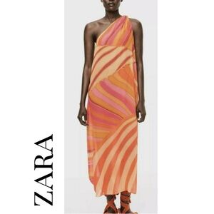 Zara Asymmetrical One-Shoulder Orange Sundress - limited edition